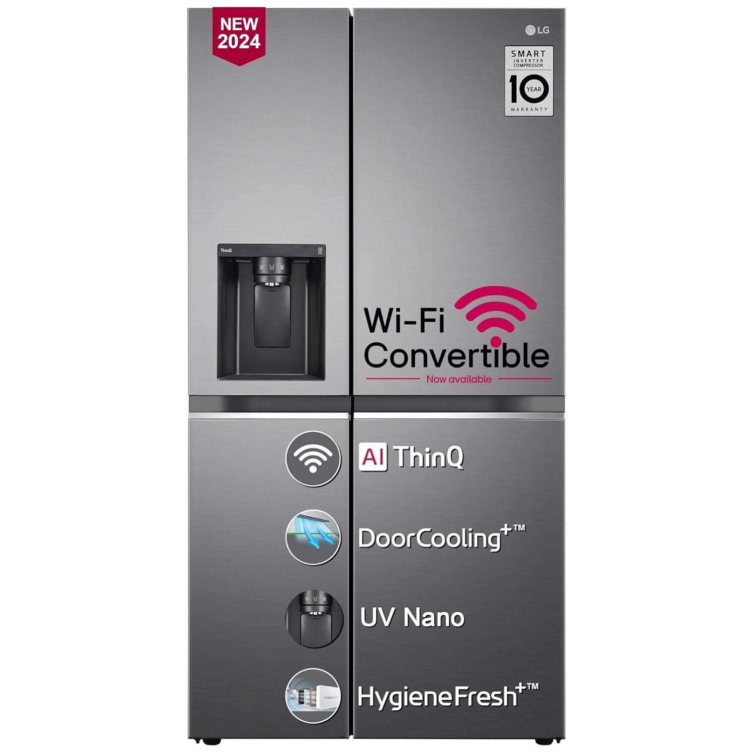 LG 630L Side by Side Refrigerator, GL-L257CPZ3 Shiny Steel